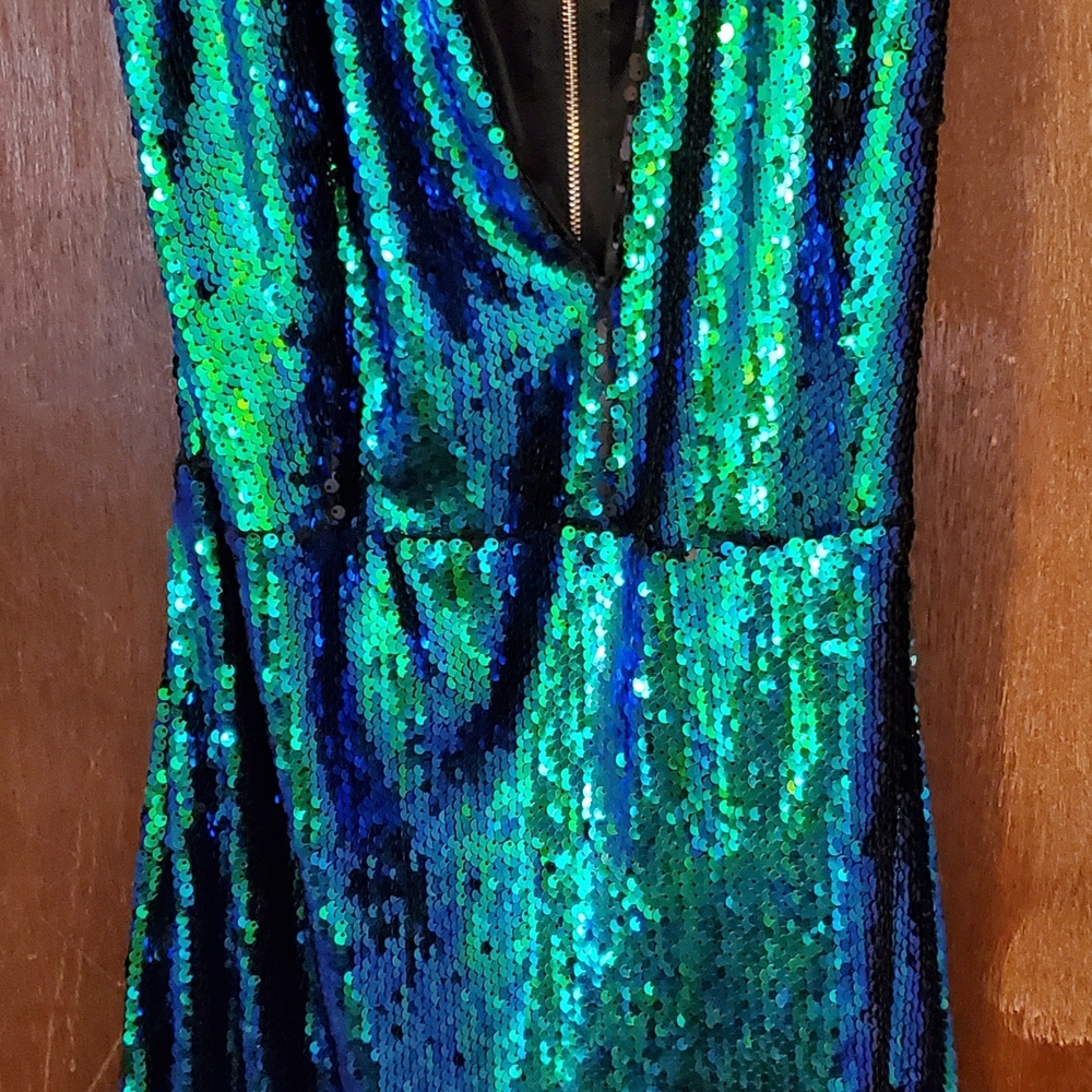 Xtaren Sequin Dress in Blue and Green